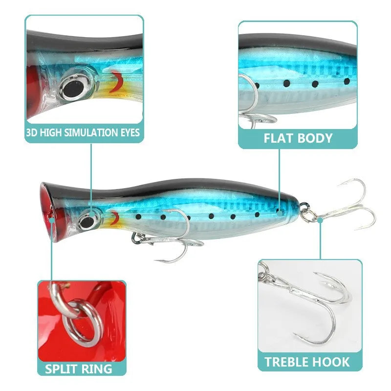 Custom Wholesale ABS Plastic 120mm Top Water Saltwater Fishing Bait Popper Lure