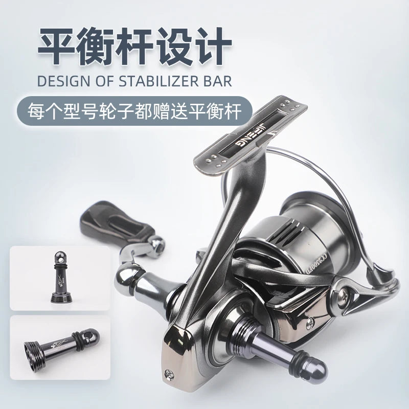 CC Lure Series Spinning Reel Saltwater Resistant with Stabilizer Bar & Stainless Steel Bearings for River and Lake Fishing