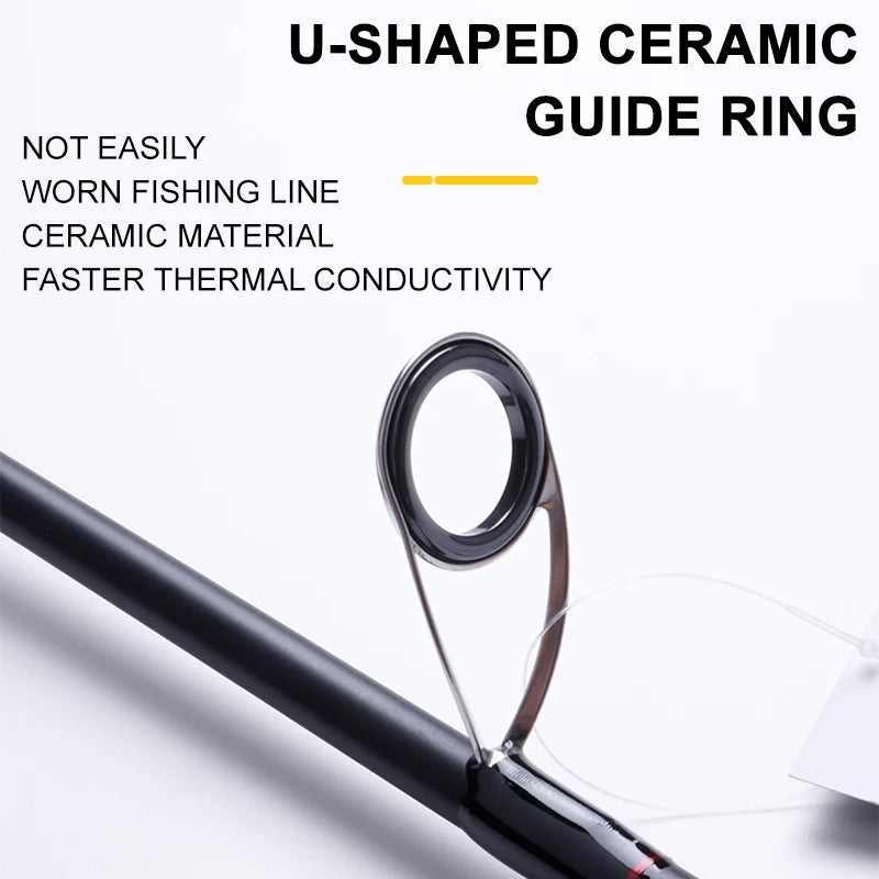 2.1m Spinning Casting Rod Carbon Fiber Ceramics Guide Ring 4 Section Travel Fish Rod Stream River Freshwater Saltwater Fishing