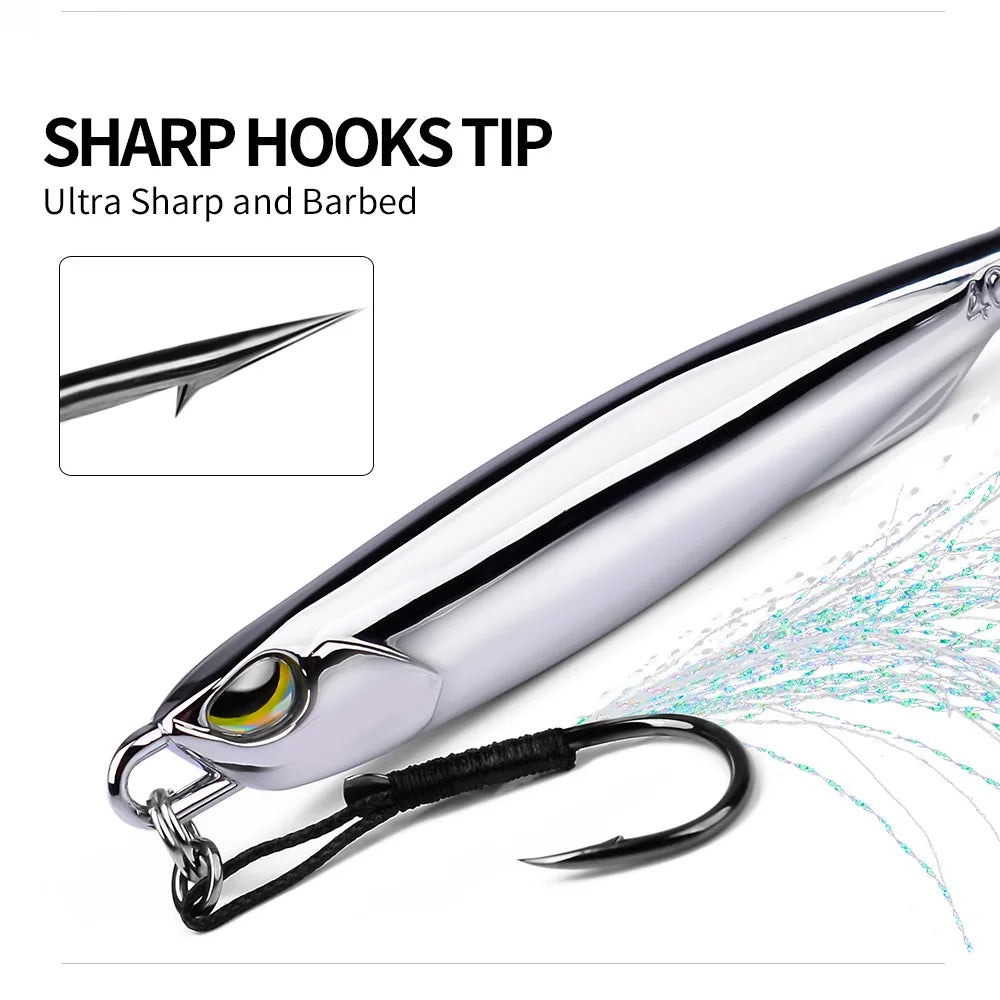New 10g-80g Mirror Electroplate Chrome Chromium Plating Jig Lure Fishing Lures Saltwater Fish Target Drag Metal Cast Jig