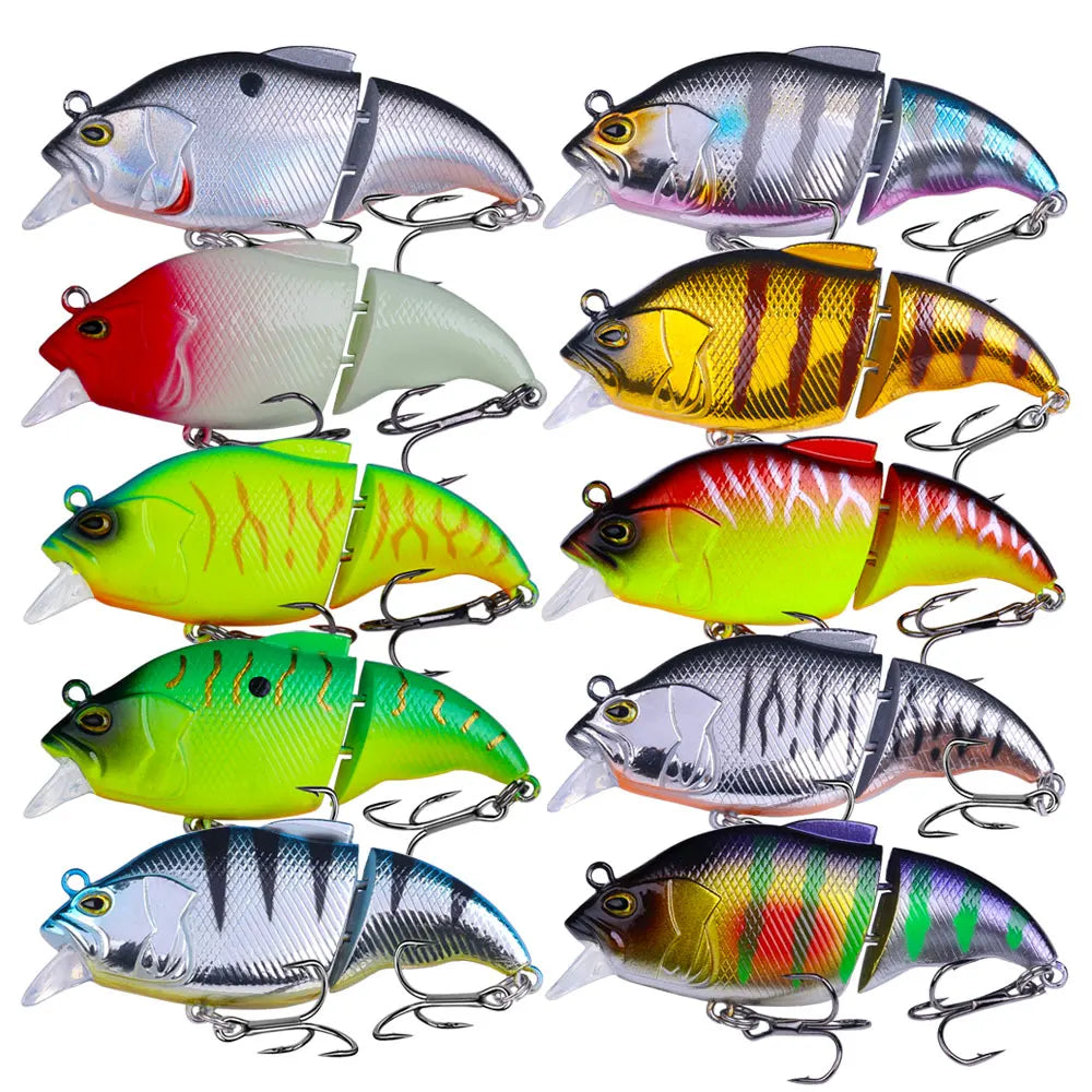 10pcs set 75mm 12g Jointed Fishing Swim Baits 2 Section Hard Plastic Minnow Bait Senuelos De Pesca
