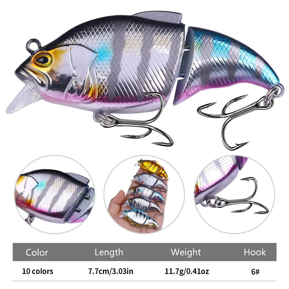 10pcs set 75mm 12g Jointed Fishing Swim Baits 2 Section Hard Plastic Minnow Bait Senuelos De Pesca