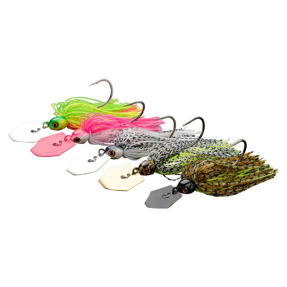 5 Colors Chatterbait Fishing Lures 7g 9g 11g 14g 21g 5pcs/box Silicone Skirt Jig Spinner Bait with Spinning Sequins