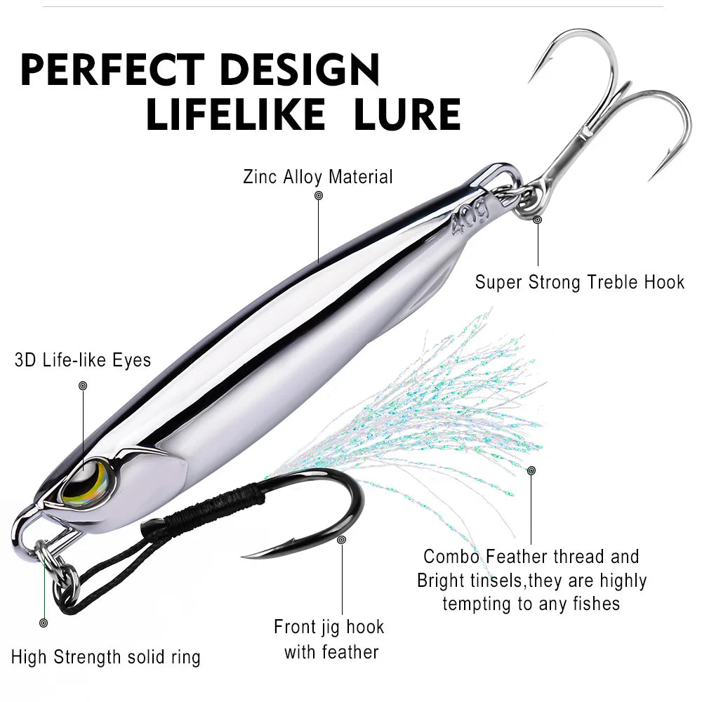 New 10g-80g Mirror Electroplate Chrome Chromium Plating Jig Lure Fishing Lures Saltwater Fish Target Drag Metal Cast Jig