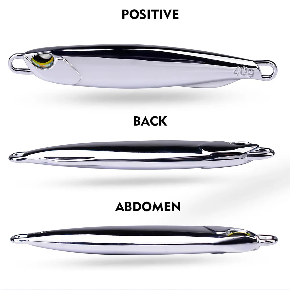 New 10g-80g Mirror Electroplate Chrome Chromium Plating Jig Lure Fishing Lures Saltwater Fish Target Drag Metal Cast Jig