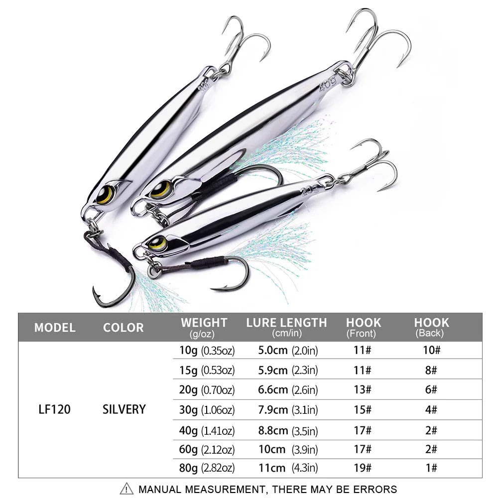 New 10g-80g Mirror Electroplate Chrome Chromium Plating Jig Lure Fishing Lures Saltwater Fish Target Drag Metal Cast Jig