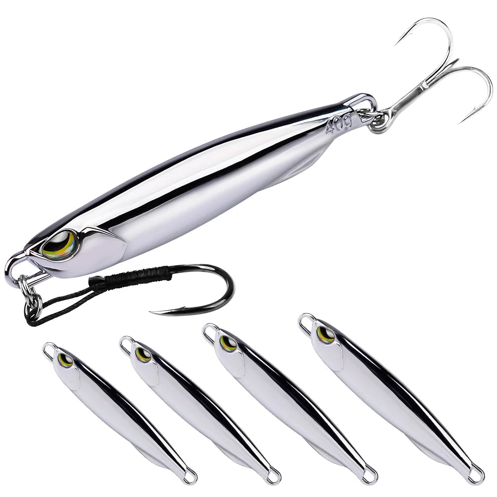 New 10g-80g Mirror Electroplate Chrome Chromium Plating Jig Lure Fishing Lures Saltwater Fish Target Drag Metal Cast Jig