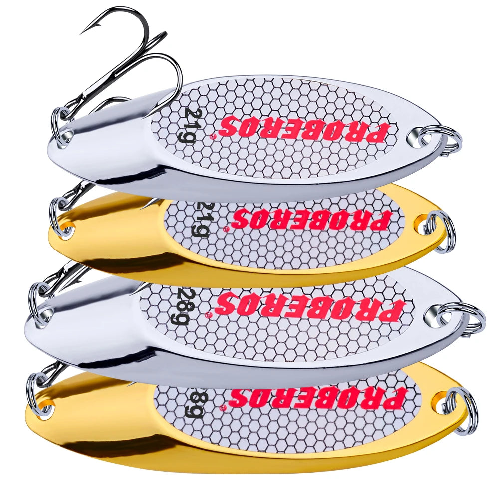 Wholesale Proberos Oblique Cut Sequins Bait 3g-60g Metal Spoon VIB Fishing Lures Gold/Silver Hard Baits