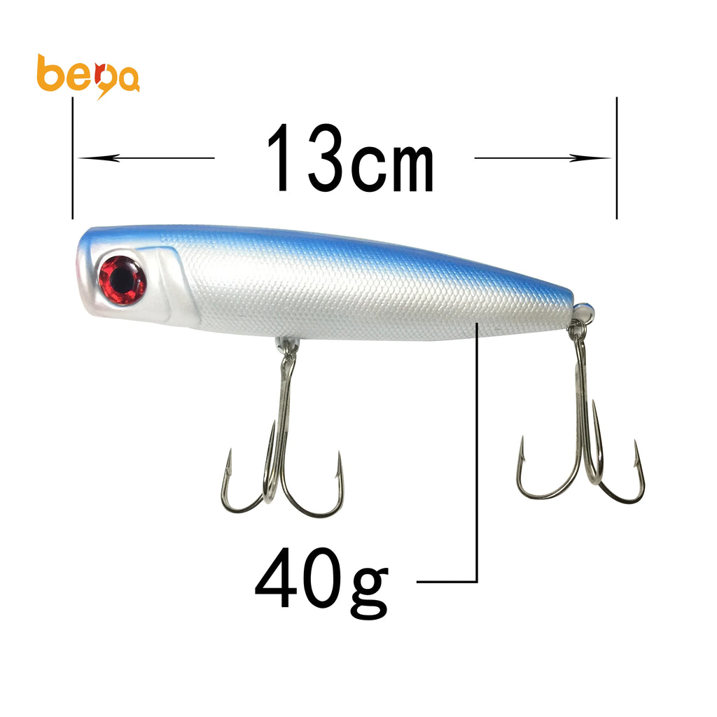 13cm 40g Popper Fishing Lure Stainless Steel Floating Popper Sea Bait with Jigging & Frog Lures for River Fishing
