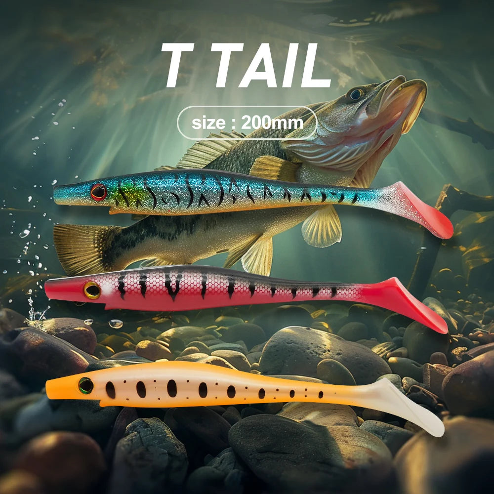 ESFISHING Big fishing lure 200mm hog shad sea fishing for pike trout perch soft baits saltwater leurres souple swimbait
