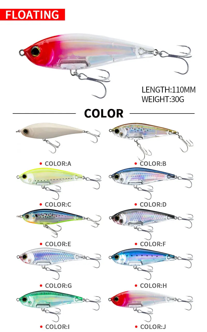 Seabass Fishing 11cm 30g Pencil Lures Saltwater Pesca Artificial Twitchbaits Trout Fishing Pesca Artificial Wobblers Carp Fish