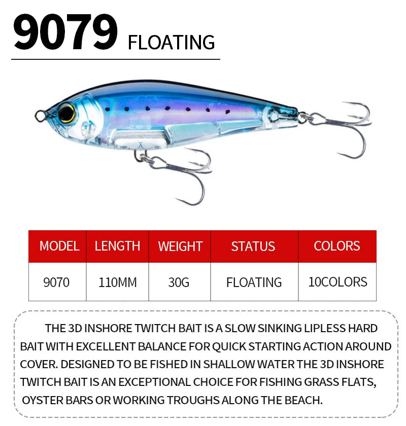 Seabass Fishing 11cm 30g Pencil Lures Saltwater Pesca Artificial Twitchbaits Trout Fishing Pesca Artificial Wobblers Carp Fish
